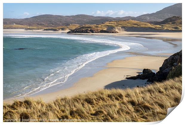 Waves on Carnish Beach and Cappadale Sands at Low Tide, Isle of Lewis, Scotland Print by Dave Collins