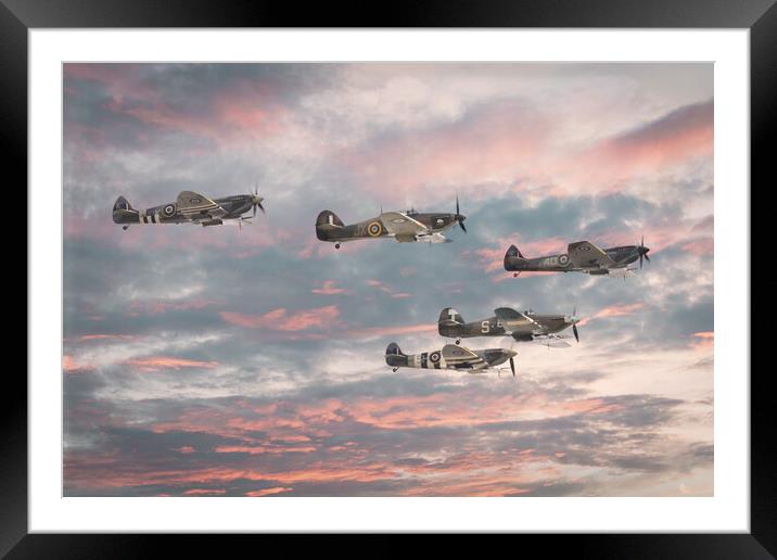 Fighters of the Battle of Britain Memorial Flight Framed Mounted Print by J Biggadike
