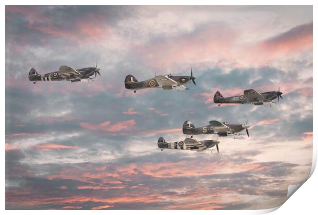 Fighters of the Battle of Britain Memorial Flight Print by J Biggadike