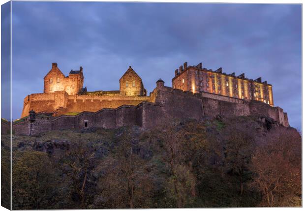 Edinburgh Castle at Night Canvas Print by Anthony McGeever