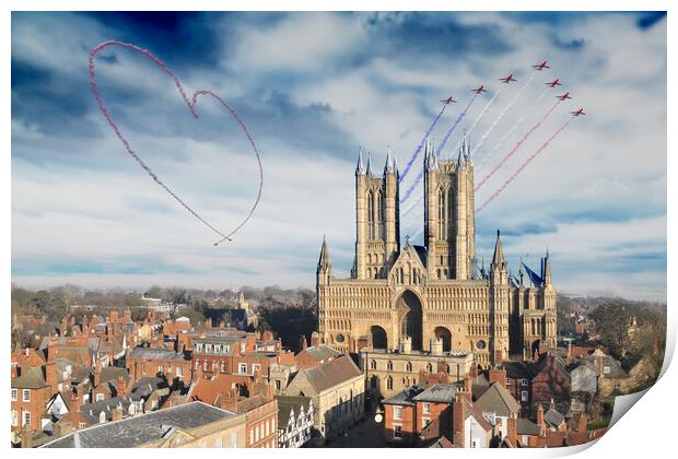 The Red Arrows Lincolnshires Finest Print by J Biggadike