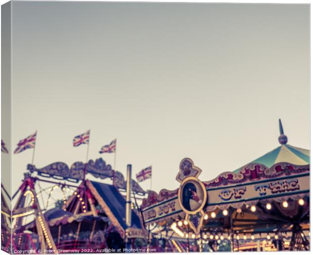 Vintage Steam Powered Fairground Rides At Carters Steam Fair Canvas Print by Peter Greenway