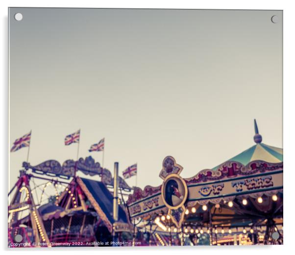 Vintage Steam Powered Fairground Rides At Carters Steam Fair Acrylic by Peter Greenway