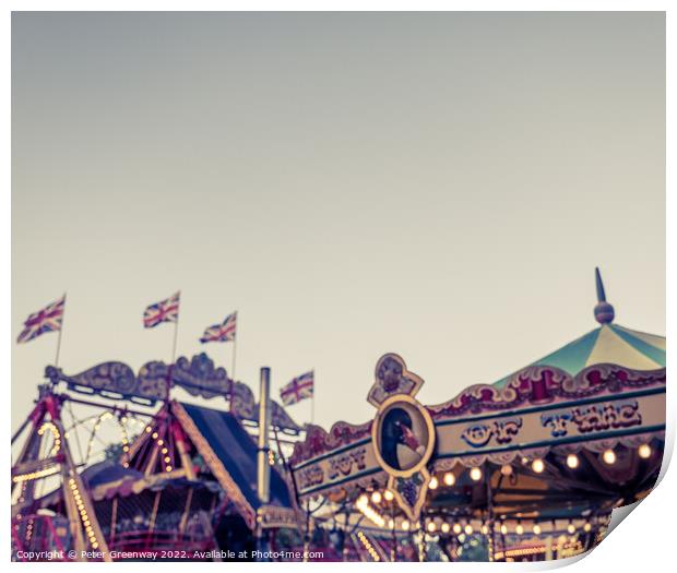 Vintage Steam Powered Fairground Rides At Carters Steam Fair Print by Peter Greenway