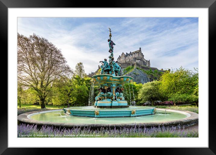 Ross Fountain and Edinburgh Castle Framed Mounted Print by Melanie Viola