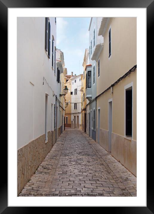 Cobbled Street in Ciutadella Framed Mounted Print by Philip Openshaw