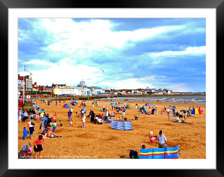 Busy beach and town, Bridlington,Yorkshire; Framed Mounted Print by john hill
