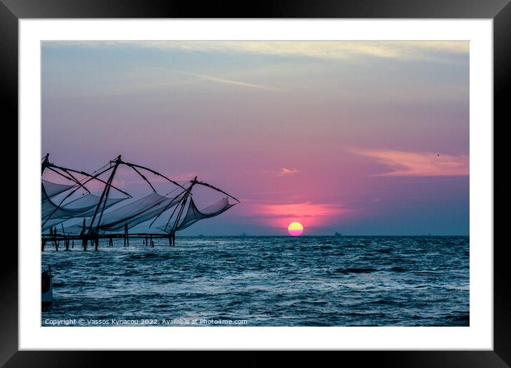 Sunset over Cochin in India Framed Mounted Print by Vassos Kyriacou