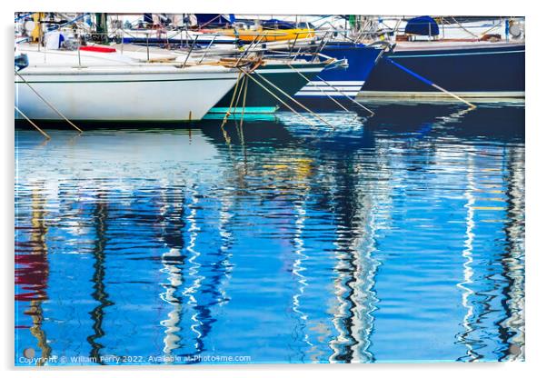 Yachts Boats Waterfront Reflection Marseille France Acrylic by William Perry