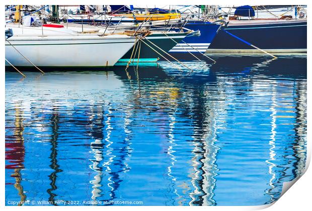 Yachts Boats Waterfront Reflection Marseille France Print by William Perry