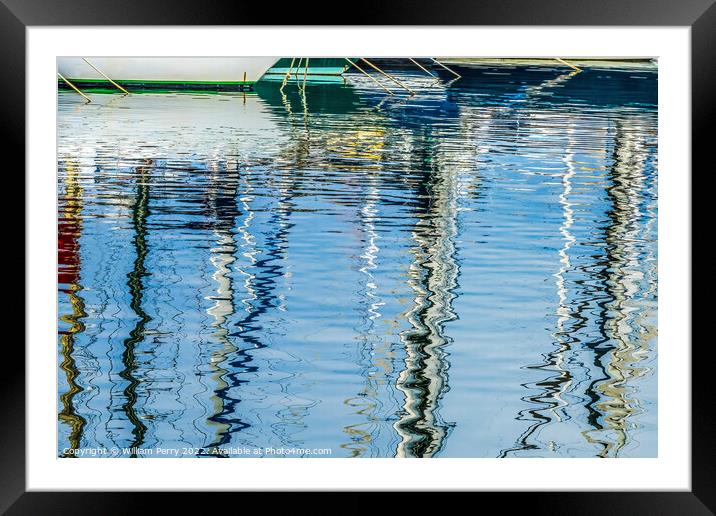Yachts Boats Waterfront Reflection Marseille France Framed Mounted Print by William Perry