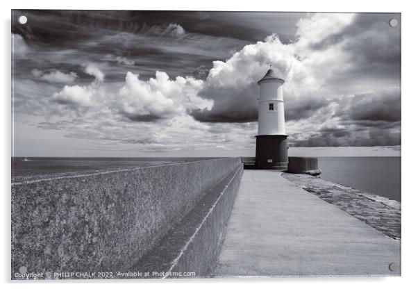 Berwick on Tweed lighthouse 737 Acrylic by PHILIP CHALK