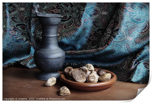 Wooden Bowl with Figs Still Life Print by Imladris 