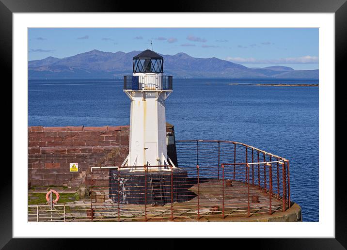 Ardrossan lighthouse and Arran Framed Mounted Print by Allan Durward Photography