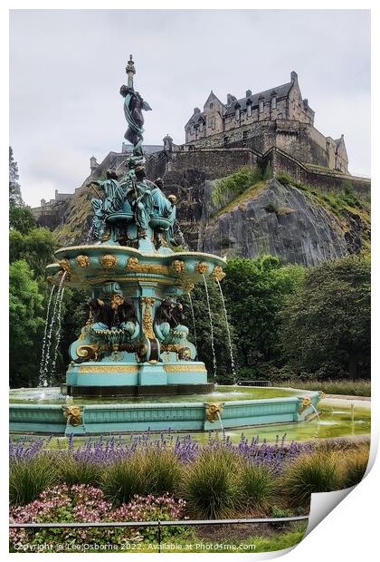 Ross Fountain and Edinburgh Castle, Princes Street Gardens Print by Lee Osborne