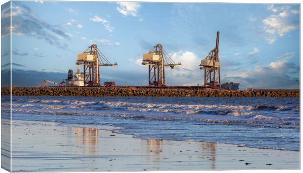 Cranes and breakwater Canvas Print by Leighton Collins