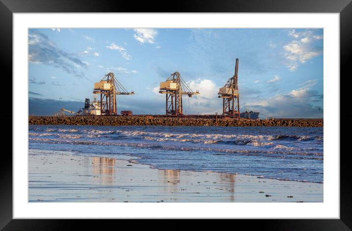 Cranes and breakwater Framed Mounted Print by Leighton Collins