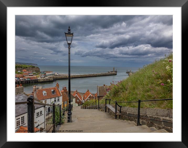 Whitby And The View From The 199 Steps Framed Mounted Print by Inca Kala