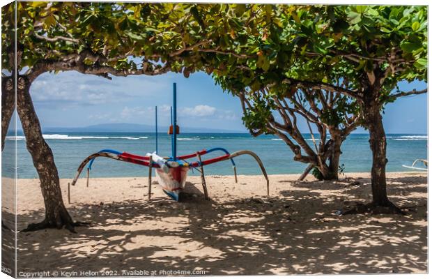 Jukung or outrigger boat, Canvas Print by Kevin Hellon