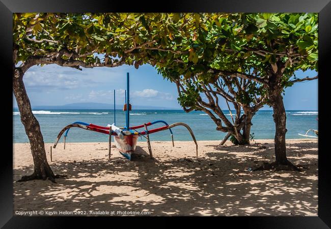 Jukung or outrigger boat, Framed Print by Kevin Hellon