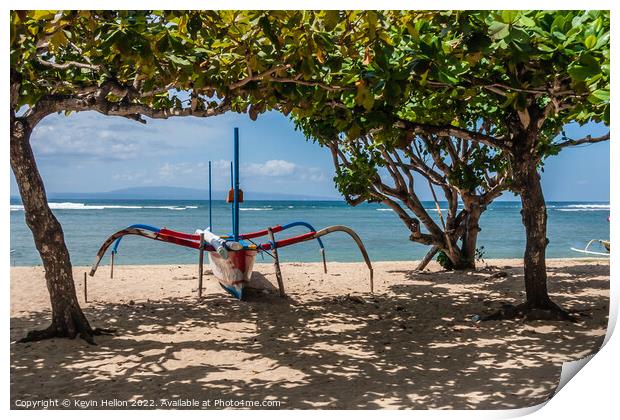 Jukung or outrigger boat, Print by Kevin Hellon