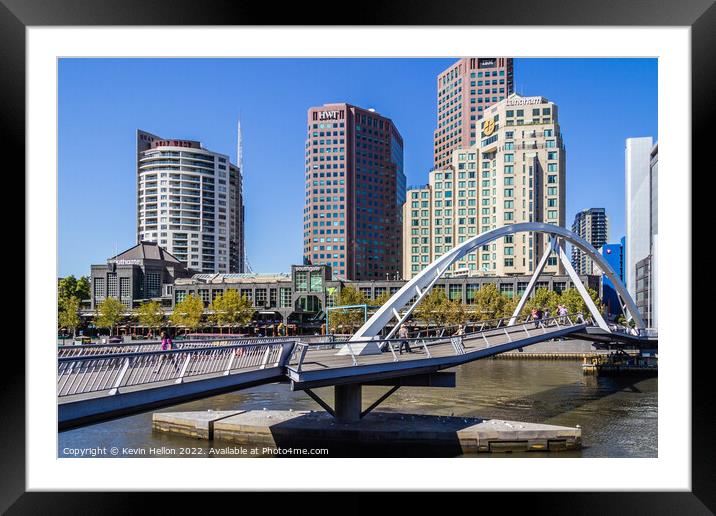 Southgate pedestrian Bridge, Melbourne, Victoria, Australia Framed Mounted Print by Kevin Hellon