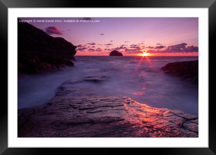 Trebarwith Strand Sunset Framed Mounted Print by Derek Daniel