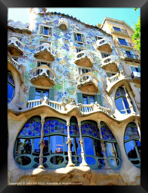 Casa Batllo, Barcelona, Spain. (portrait) Framed Print by john hill