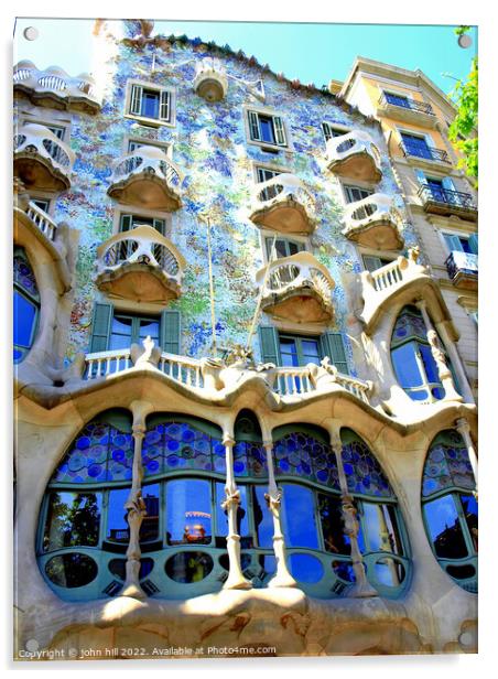 Casa Batllo, Barcelona, Spain. (portrait) Acrylic by john hill