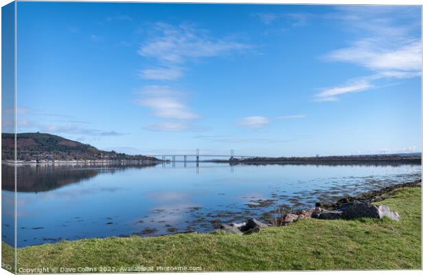 Outdoor Kessock Bridge reflected in the Beauly Firth, Inverness, Scotland Canvas Print by Dave Collins