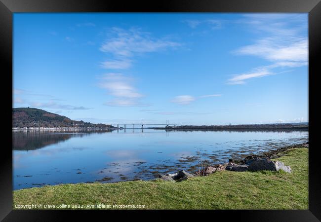 Outdoor Kessock Bridge reflected in the Beauly Firth, Inverness, Scotland Framed Print by Dave Collins