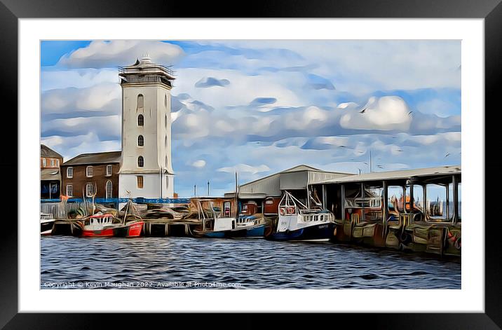 The Low Lights Lighthouse In North Shields 2 (Digital Art Version) Framed Mounted Print by Kevin Maughan