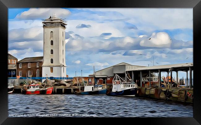 The Low Lights Lighthouse In North Shields 2 (Digital Art Version) Framed Print by Kevin Maughan