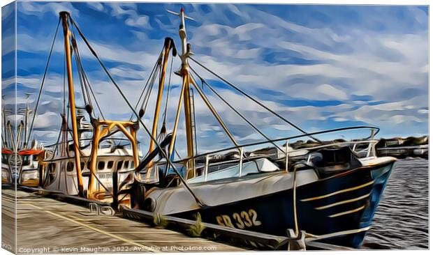 Boats On The Fish Quay (Digital Art Version) Canvas Print by Kevin Maughan
