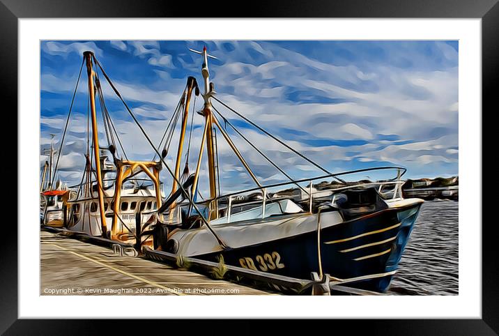 Boats On The Fish Quay (Digital Art Version) Framed Mounted Print by Kevin Maughan