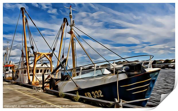 Boats On The Fish Quay (Digital Art Version) Print by Kevin Maughan