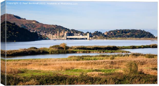 Conwy River Estuary and RSPB Reserve Wales Canvas Print by Pearl Bucknall