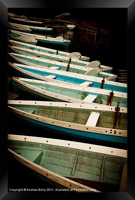Closely parked boats Framed Print by Andrew Berry