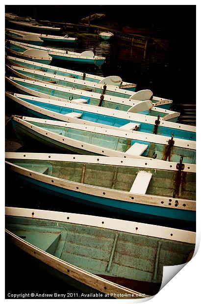 Closely parked boats Print by Andrew Berry