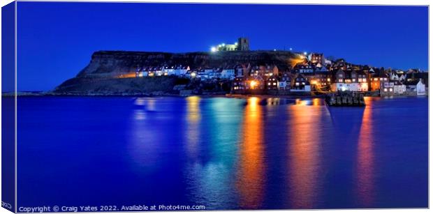 Whitby Night Lights  Canvas Print by Craig Yates