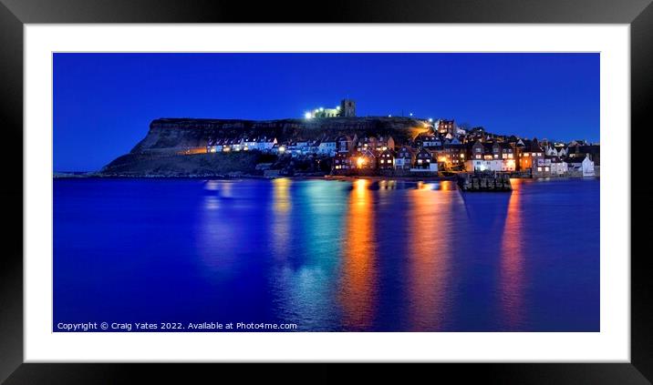 Whitby Night Lights  Framed Mounted Print by Craig Yates