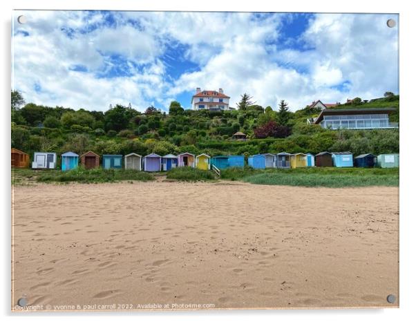 Coldingham Bay with it's colourful beach huts Acrylic by yvonne & paul carroll