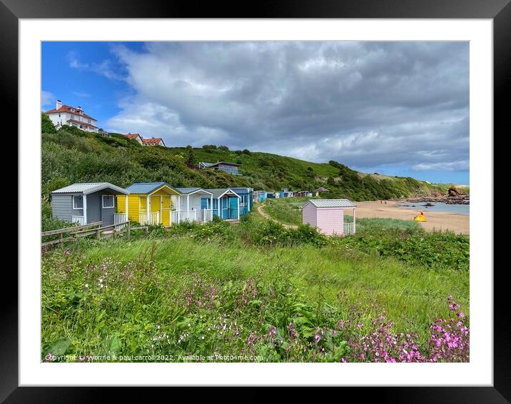 Coldingham Bay beach huts Framed Mounted Print by yvonne & paul carroll