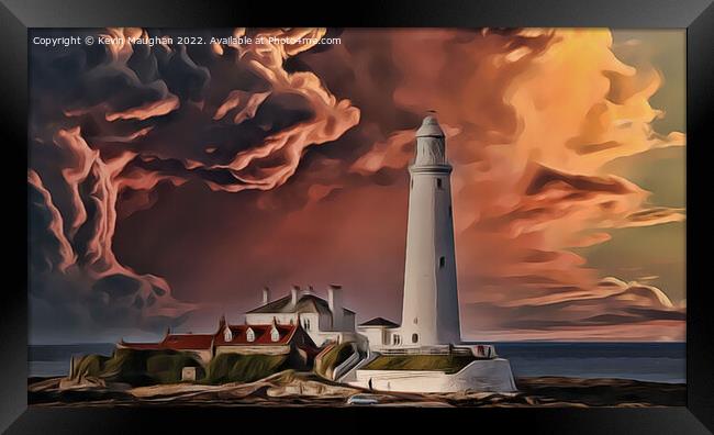 Abstract St Marys Lighthouse (Digital Art Version) Framed Print by Kevin Maughan