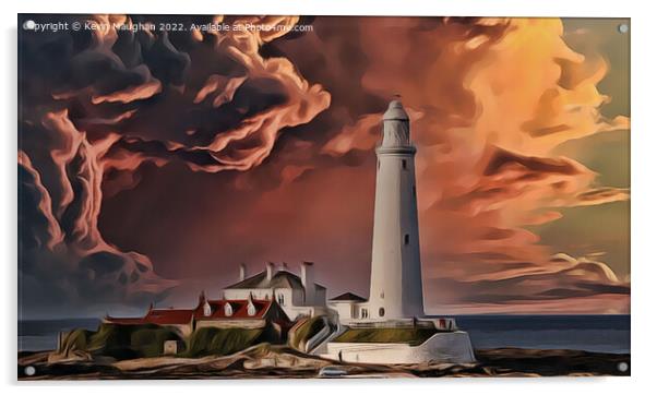 Abstract St Marys Lighthouse (Digital Art Version) Acrylic by Kevin Maughan