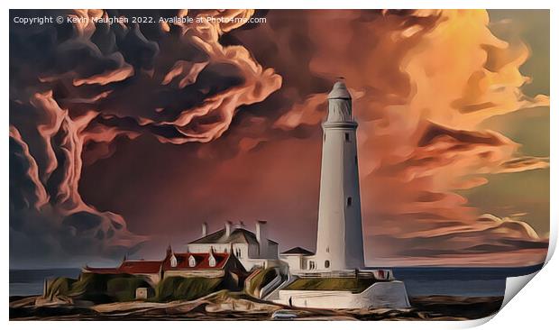 Abstract St Marys Lighthouse (Digital Art Version) Print by Kevin Maughan