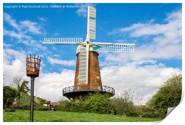 Green's Mill Windmill in Nottingham Print by Pearl Bucknall