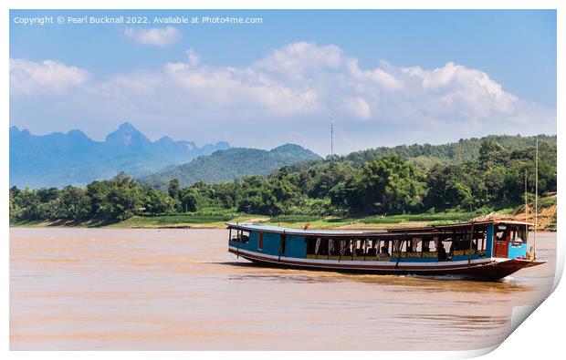 Sailing on the Mekong River Laos Print by Pearl Bucknall