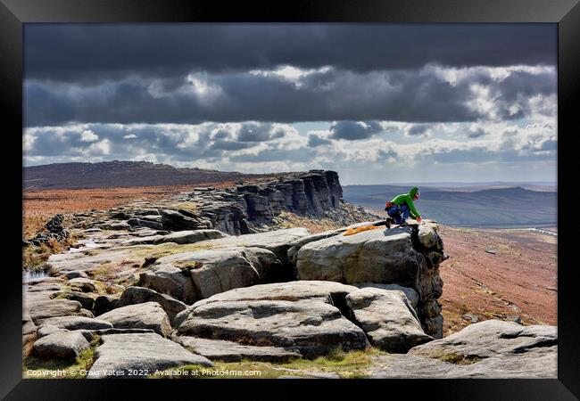 Stanage Edge Rock Climber Framed Print by Craig Yates