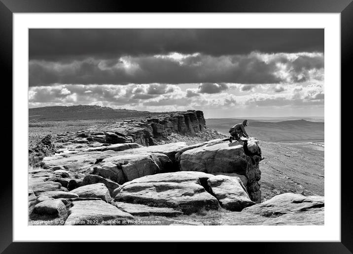 Stanage Edge Rock Climber Framed Mounted Print by Craig Yates